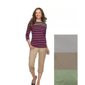 Womens Cargo Twill Capris Croft Barrow Mid Rise Comfort Solid size 4, 8 NEW